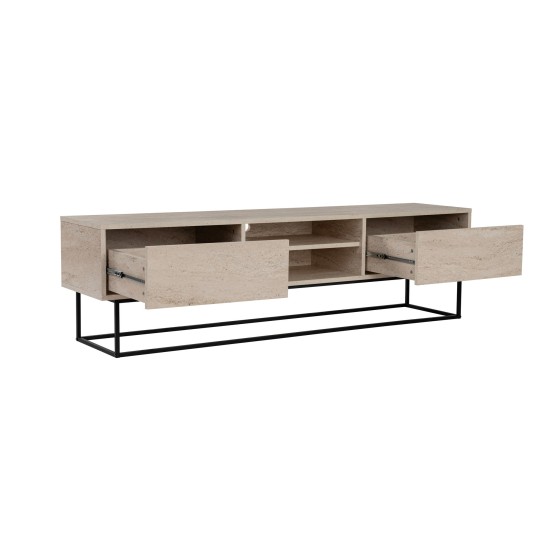 TV Stand Escape 180 -Black, Travertine Travertine Black TV Stand Escape 180 -Black, Travertine Travertine Black