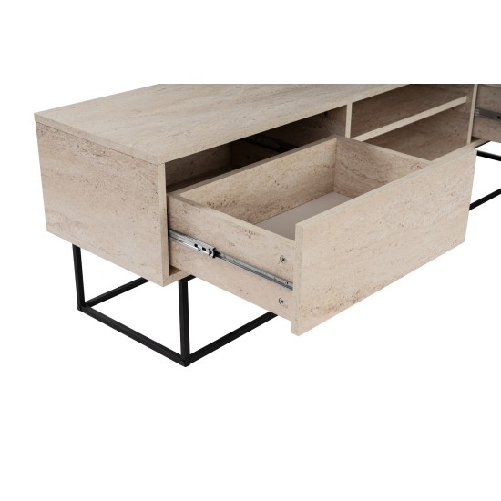 TV Stand Escape 180 -Black, Travertine Travertine Black TV Stand Escape 180 -Black, Travertine Travertine Black
