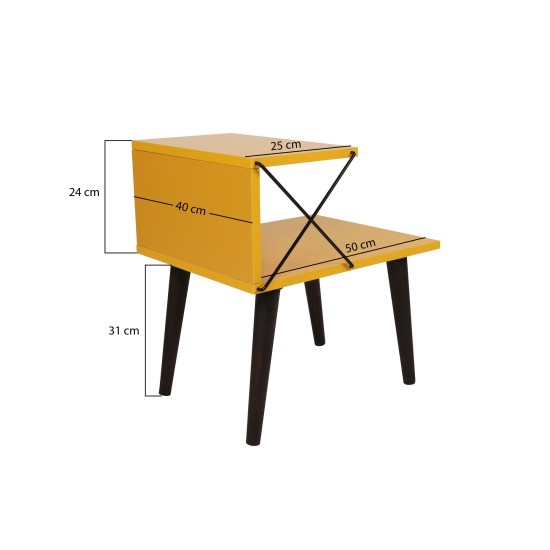 Κομοδίνο Cross - Χρώμα Κίτρινο - 50x40x55εκ Hanah Home Nightstand Cross - Yellow Yellow