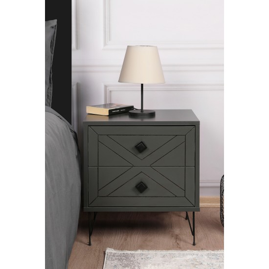 Nightstand Luna - Anthracite Anthracite Hanah Home Nightstand Luna - Anthracite Anthracite