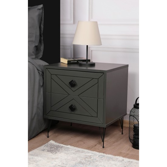 Nightstand Luna - Anthracite Anthracite Hanah Home Nightstand Luna - Anthracite Anthracite