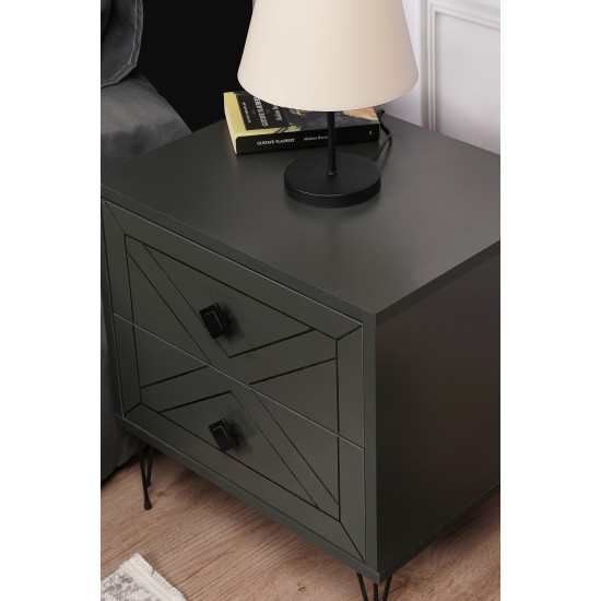 Nightstand Luna - Anthracite Anthracite Hanah Home Nightstand Luna - Anthracite Anthracite