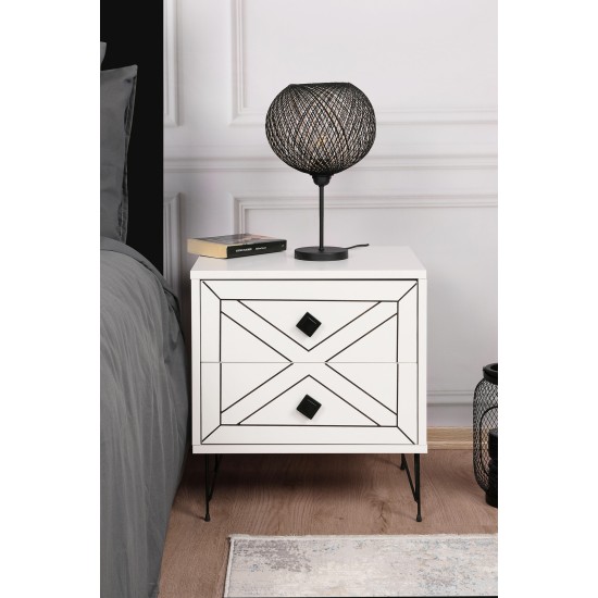 Nightstand Luna - White White Hanah Home Nightstand Luna - White White