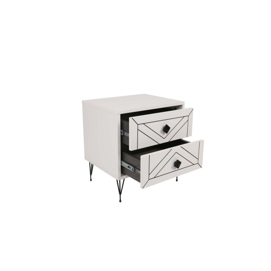 Nightstand Luna - White White Hanah Home Nightstand Luna - White White