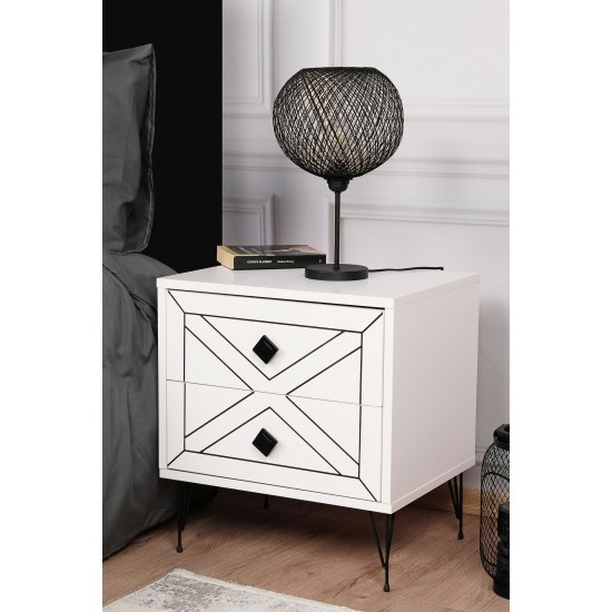 Nightstand Luna - White White Hanah Home Nightstand Luna - White White