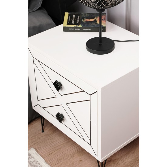 Nightstand Luna - White White Hanah Home Nightstand Luna - White White