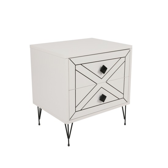 Nightstand Luna - White White Hanah Home Nightstand Luna - White White