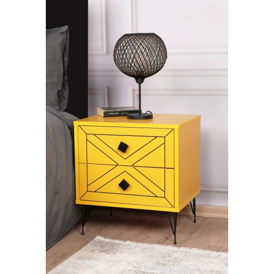 Nightstand Luna - Yellow Yellow Hanah Home Nightstand Luna - Yellow Yellow