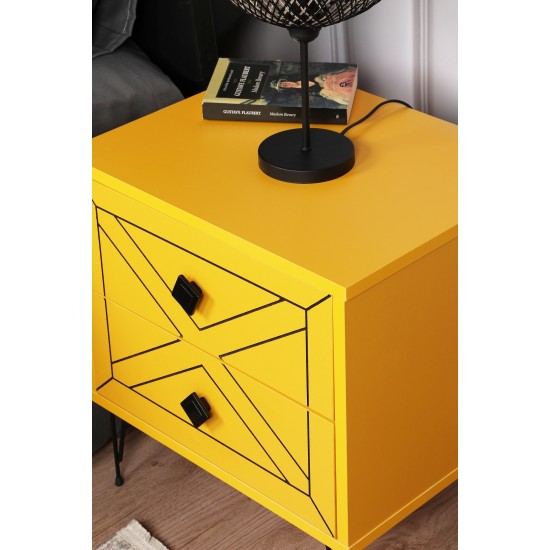 Nightstand Luna - Yellow Yellow Hanah Home Nightstand Luna - Yellow Yellow