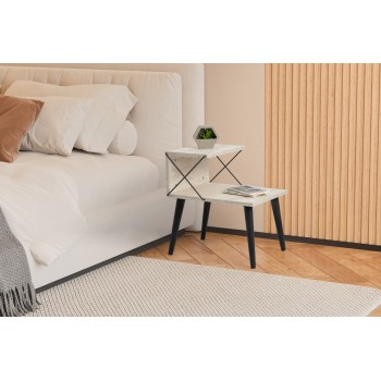 Nightstand Cross - Black, Travertine Travertine Black