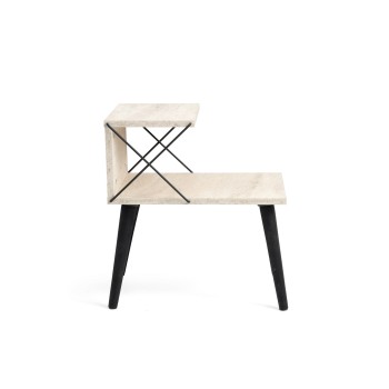 Nightstand Cross - Black, Travertine Travertine Black