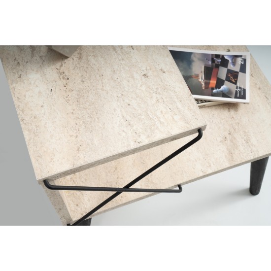 Nightstand Cross - Black, Travertine Travertine Black
