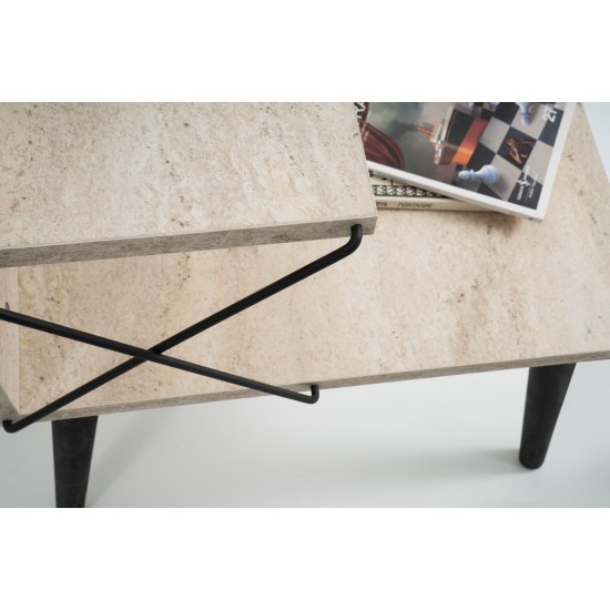 Nightstand Cross - Black, Travertine Travertine Black