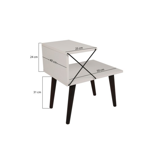 Nightstand Cross - Black, Travertine Travertine Black