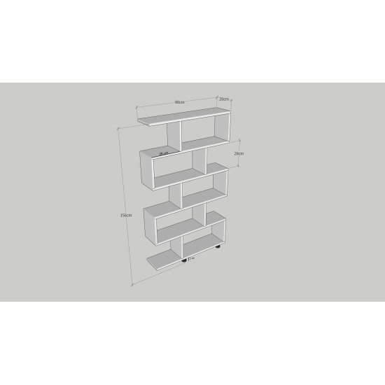 Βιβλιοθήκη - Elif - Χρώμα Λευκό - 90x20x156εκ
