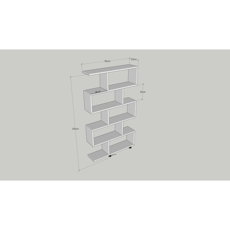 Βιβλιοθήκη - Elif - Χρώμα Λευκό - 90x20x156εκ