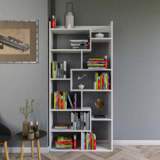 Βιβλιοθήκη Kuttap 90x22x182εκ - Χρώμα Λευκό