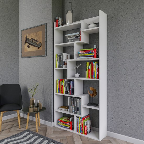 Βιβλιοθήκη Kuttap 90x22x182εκ - Χρώμα Λευκό