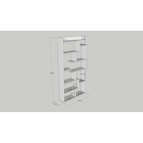 Βιβλιοθήκη Kuttap 90x22x182εκ - Χρώμα Λευκό