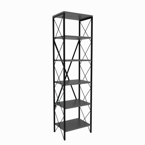 Βιβλιοθήκη - Suadiye - Χρώμα Μαύρο & Ανθρακί - 50x30x180εκ Βιβλιοθήκη - Suadiye - Χρώμα Μαύρο & Ανθρακί - 50x30x180εκ
