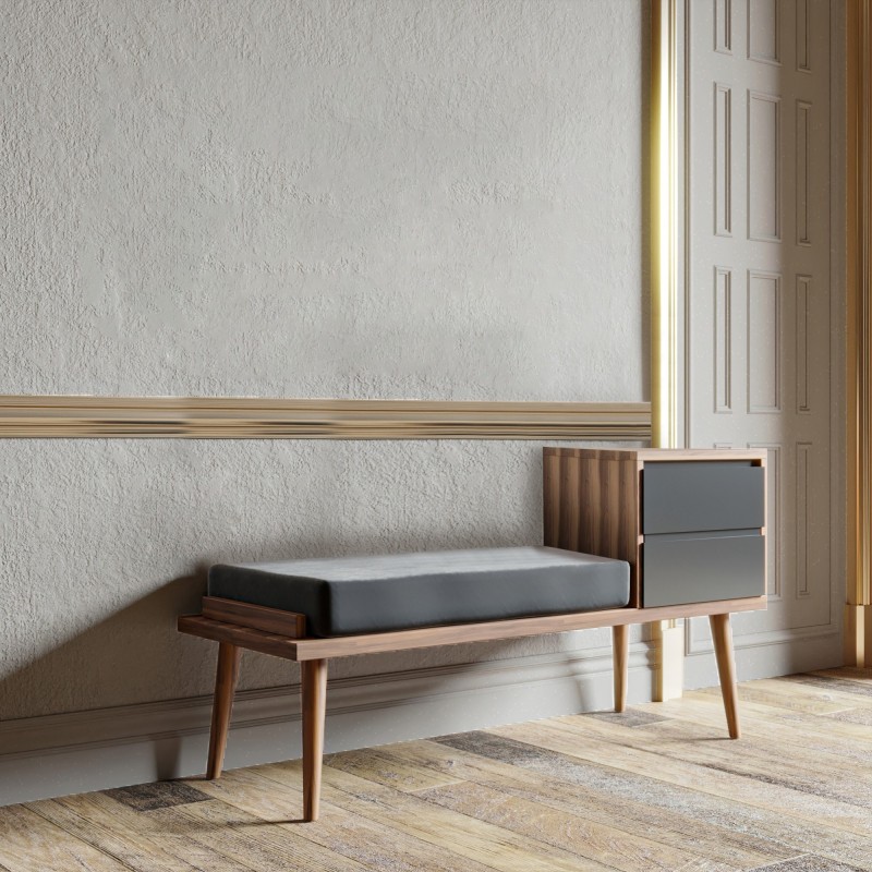 Έπιπλο Εισόδου - Fiume Χρώμα Καρυδί Ανθρακί - 120x45x40εκ