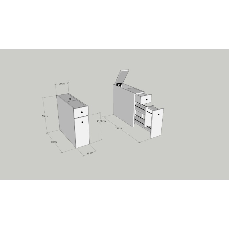 Ντουλάπι Μπάνιου Calencia 19x60x55εκ - Χρώμα Λευκό