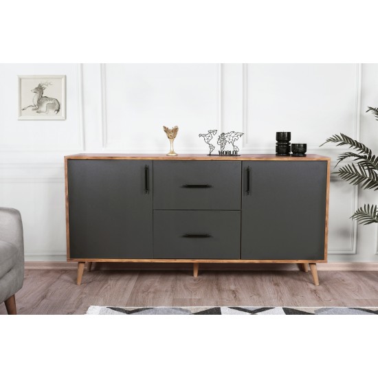 Μπουφές Cordoba 160x77x40 Καρυδί Ανθρακί Μπουφές Cordoba 160x77x40 Καρυδί Ανθρακί