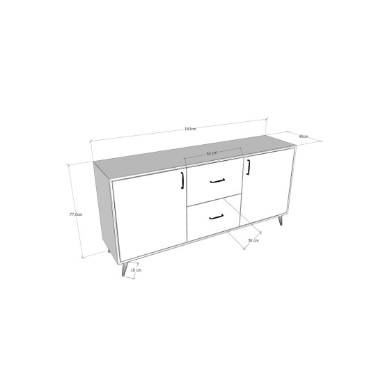 Μπουφές Cordoba 160x77x40 Καρυδί Ανθρακί Μπουφές Cordoba 160x77x40 Καρυδί Ανθρακί