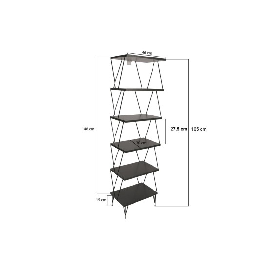 Βιβλιοθήκη Balaban 48x31x165εκ - Ανθρακί
