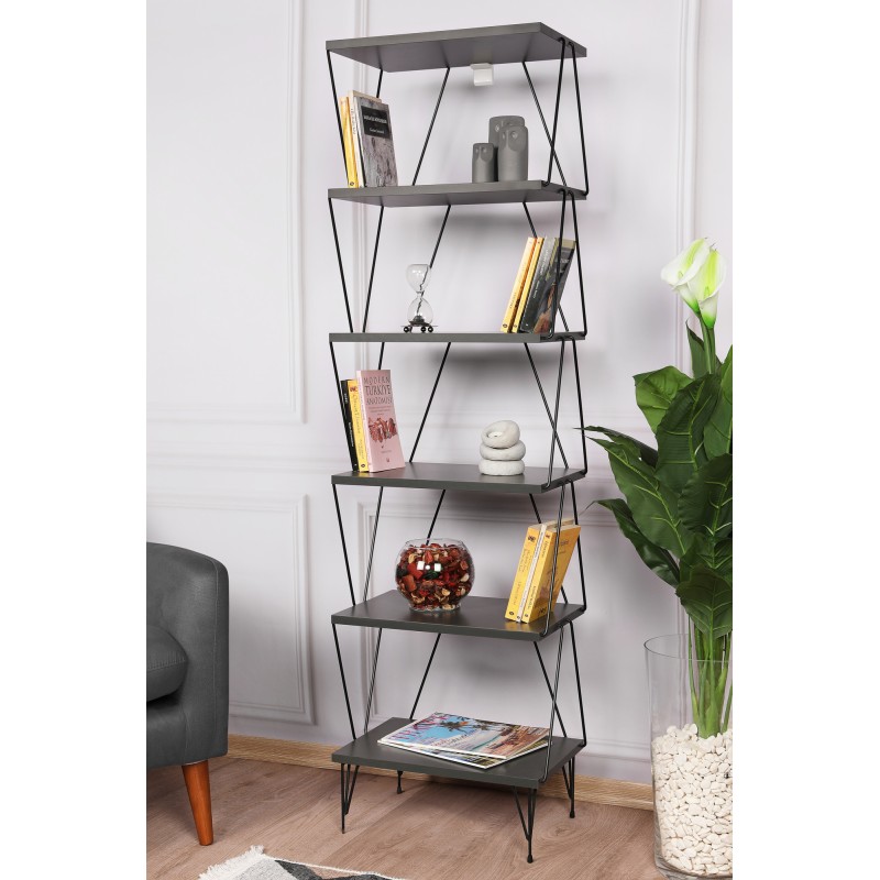 Βιβλιοθήκη Balaban 48x31x165εκ - Ανθρακί