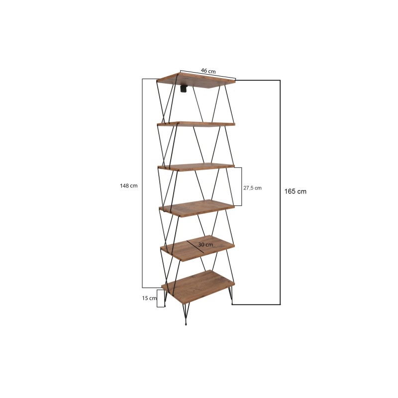 Βιβλιοθήκη - Balaban - Χρώμα Πεύκο - 48x31x165εκ
