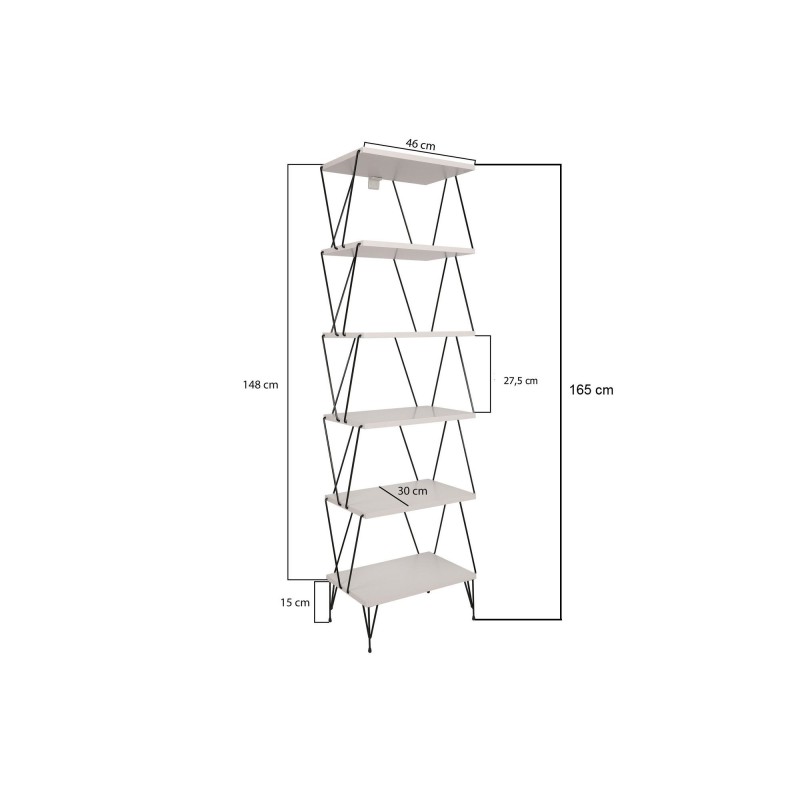 Βιβλιοθήκη - Balaban - Χρώμα Λευκό - 48x31x165εκ