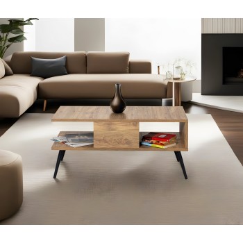 Τραπέζι Σαλονιού - Bukle  - Χρώμα Atlantic Πεύκο Μαύρο -  90x50x40εκ