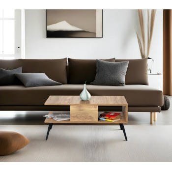 Τραπέζι Σαλονιού - Bukle  - Χρώμα Atlantic Πεύκο Μαύρο -  90x50x40εκ