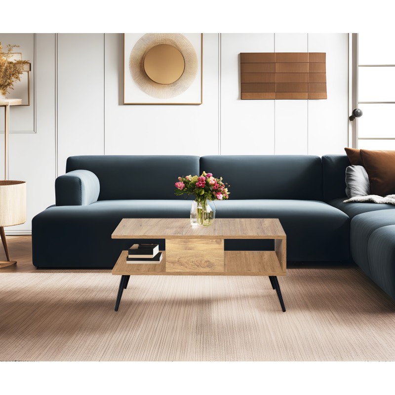 Τραπέζι Σαλονιού - Bukle  - Χρώμα Atlantic Πεύκο Μαύρο -  90x50x40εκ