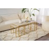 Hanah Home Coffee Table Set Defne - Gold, Travertine Travertine 
Gold
