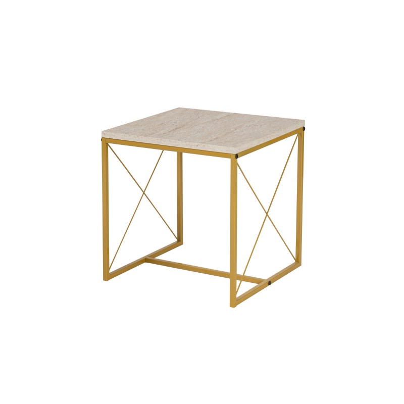 Hanah Home Coffee Table Set Defne - Gold, Travertine Travertine 
Gold