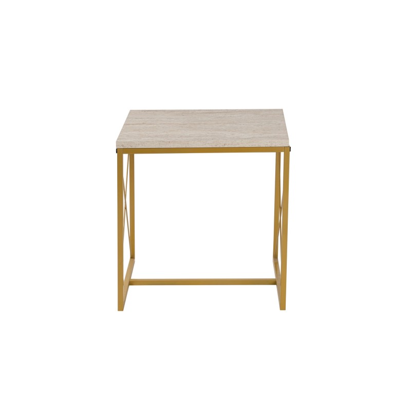 Hanah Home Coffee Table Set Defne - Gold, Travertine Travertine 
Gold