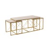 Hanah Home Coffee Table Set Defne - Gold, Travertine Travertine 
Gold