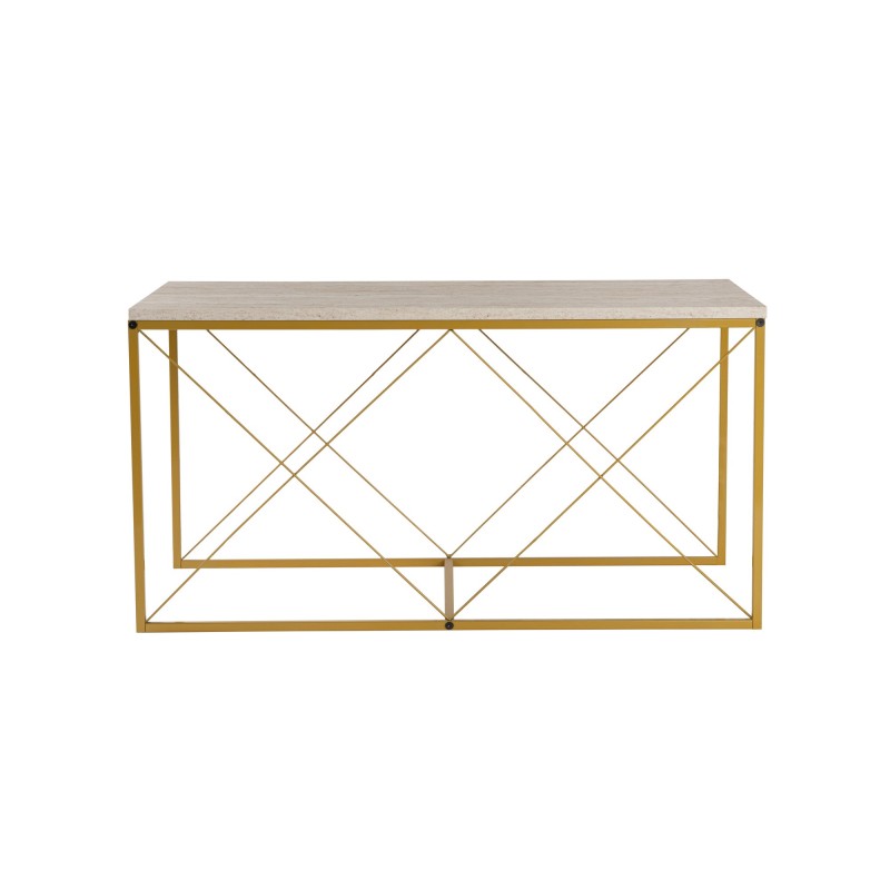 Hanah Home Coffee Table Set Defne - Gold, Travertine Travertine 
Gold