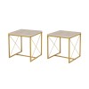 Hanah Home Coffee Table Set Defne - Gold, Travertine Travertine 
Gold