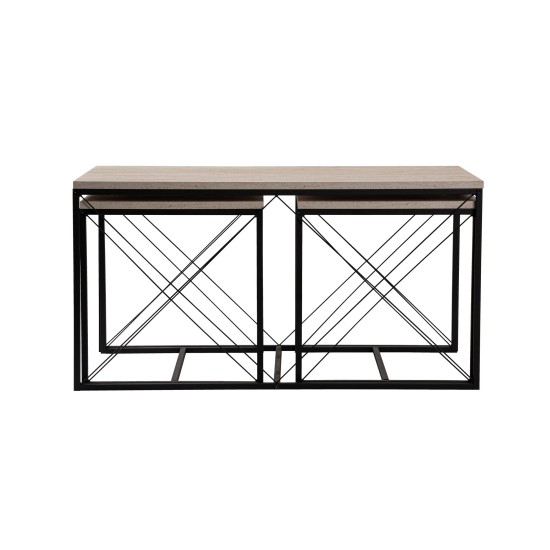 Coffee Table Set Defne - Black, Travertine Travertine Black Coffee Table Set Defne - Black, Travertine Travertine Black