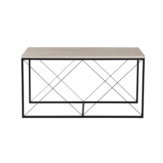 Coffee Table Set Defne - Black, Travertine Travertine Black Coffee Table Set Defne - Black, Travertine Travertine Black