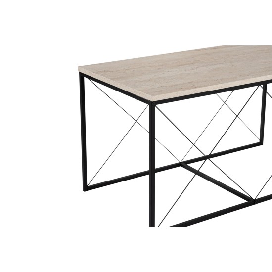 Coffee Table Set Defne - Black, Travertine Travertine Black Coffee Table Set Defne - Black, Travertine Travertine Black