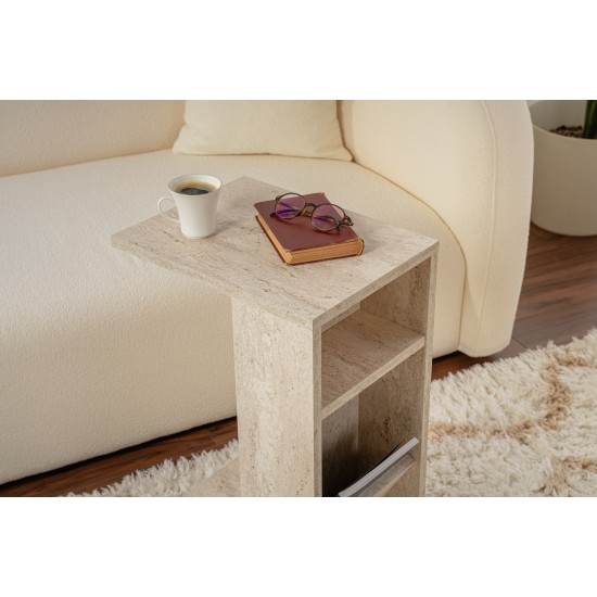 Side Table Filinta - Travertine Travertine Hanah Home Side Table Filinta - Travertine Travertine