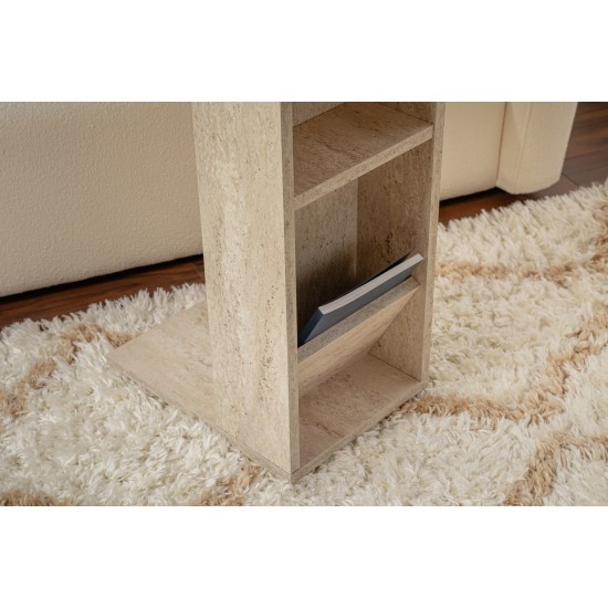 Side Table Filinta - Travertine Travertine Hanah Home Side Table Filinta - Travertine Travertine