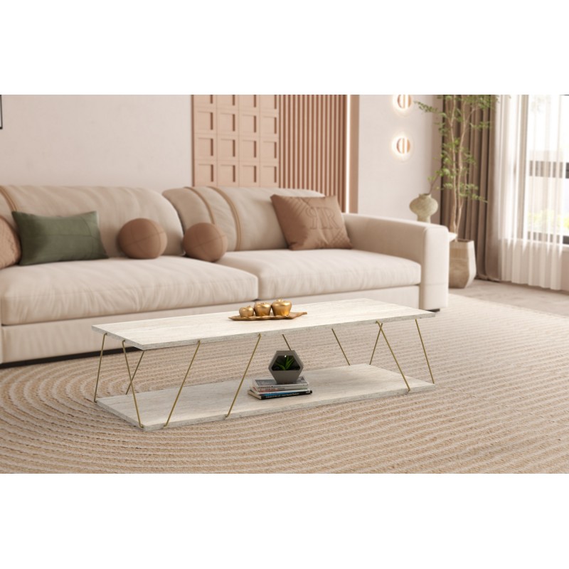 Hanah Home Coffee Table Labranda - Gold, Travertine Travertine 
Gold