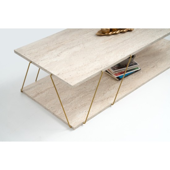 Coffee Table Labranda - Gold, Travertine Travertine
Gold Hanah Home Coffee Table Labranda - Gold, Travertine Travertine
Gold
