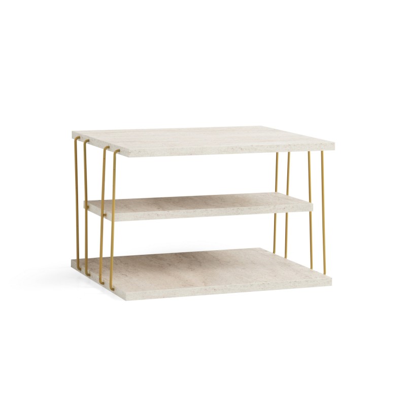 Side Table Lifon - Gold, Travertine Travertine 
Gold