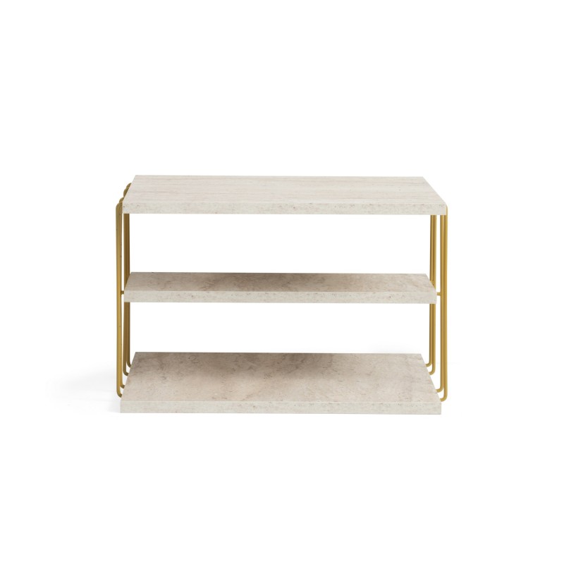 Side Table Lifon - Gold, Travertine Travertine 
Gold